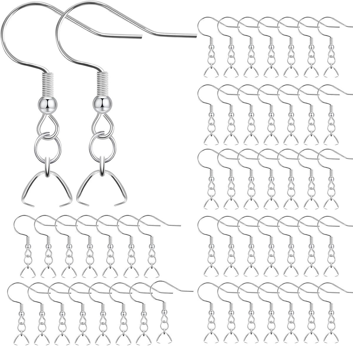 Earring Hooks 50 PCS/25 Pairs, Stainless Steel Ear Wires Fish Hooks