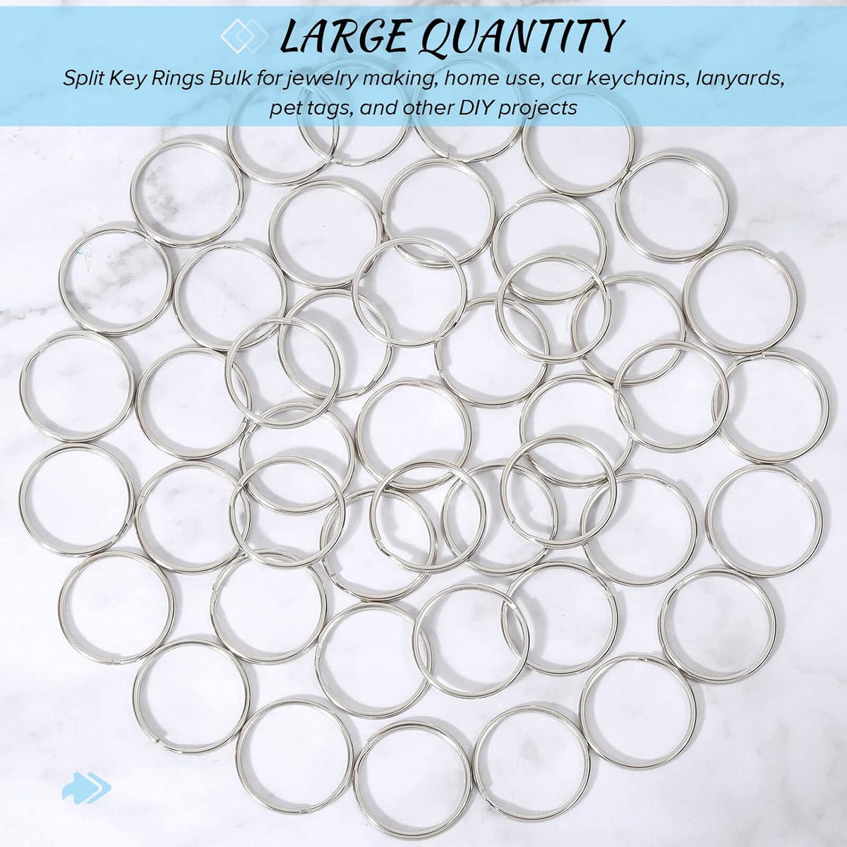 100 Pack Keyrings, Split Key Rings Bulk for Keychain and Crafts (1 Inch)