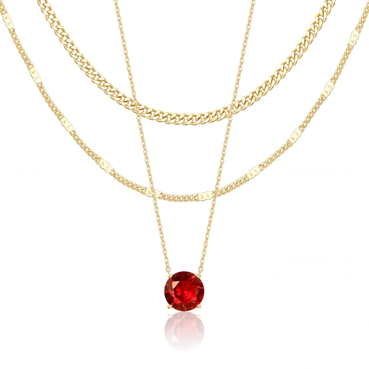WomenGifts Layered Gold Necklaces for Women, 14K Gold Sterling Silver Plated Dainty Pendant Necklace Set Non Tarnish, Chunky Stackable Cuban Chain Choker, Trendy Birthstone Vacation Jewelry Gift