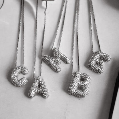 Bubble Letter Necklace Balloon Initial Necklaces for Women Dainty Alphabet Pendant 14K Gold Plated Puffy Name Personalized Jewelry