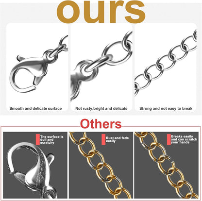 Necklace Extenders, 10 Pcs Stainless Steel Bracelet Anklet Extension Chains