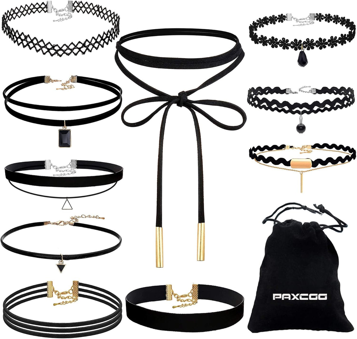 Black Choker Necklaces Set for Women