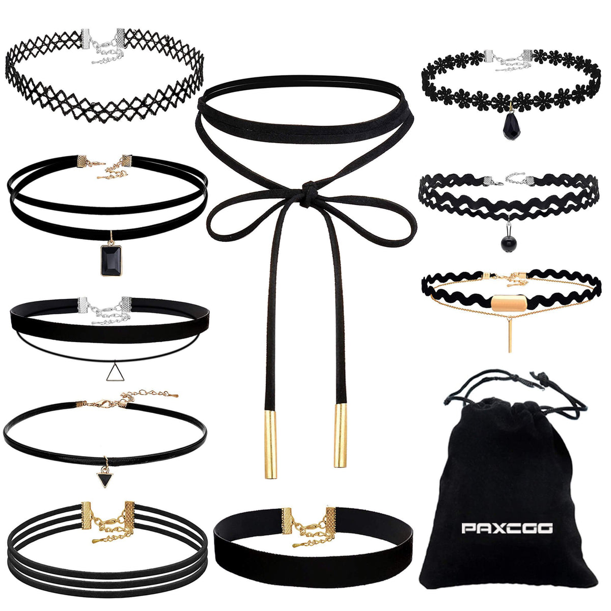 Black Choker Necklaces Set for Women