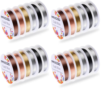 6 Pack Jewelry Beading Wire for Jewelry Making Supplies and Craft (24 Gauge)