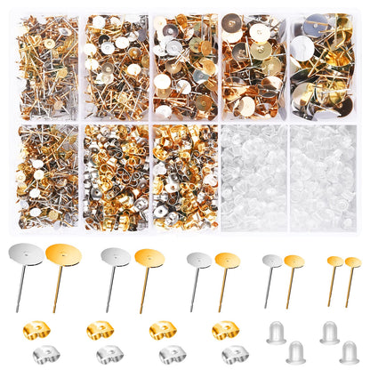 Earring Posts and Backs, 2000 Pcs Hypoallergenic Earring Studs Kit