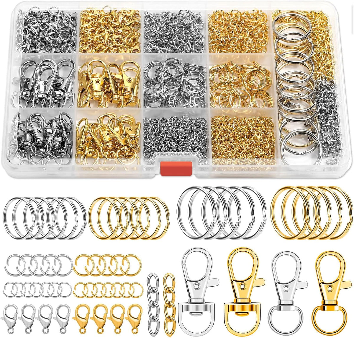 Keychain Making Kit, Keychain Craft Supplies Including Key Chain Hooks, Lobster Clasps, Key Rings and Jump Rings for Key Chain Making and Jewelry Making