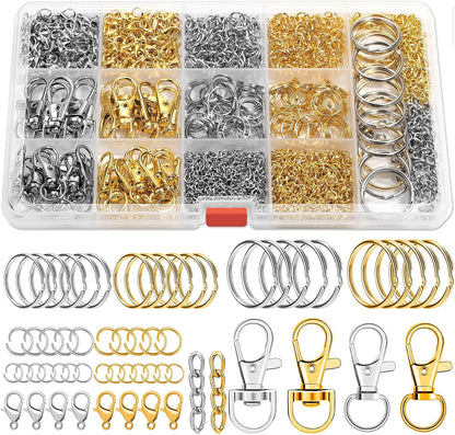 Keychain Making Kit, Keychain Craft Supplies Including Key Chain Hooks, Lobster Clasps, Key Rings and Jump Rings for Key Chain Making and Jewelry Making