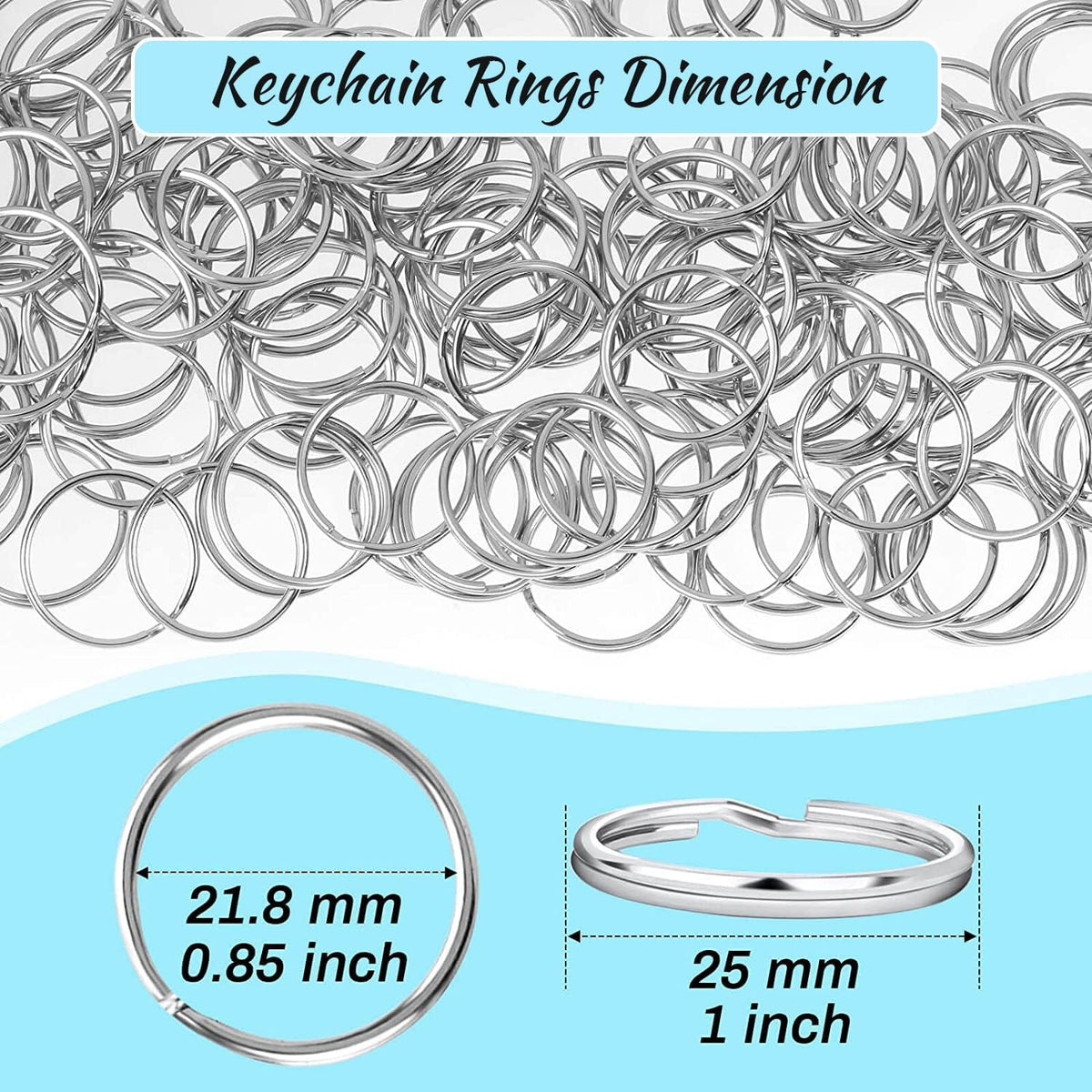 100 Pack Keyrings, Split Key Rings Bulk for Keychain and Crafts (1 Inch)