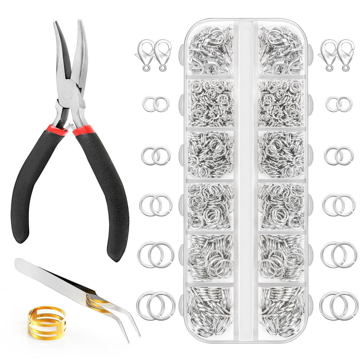 1200Pcs Jump Rings for Jewelry Making Supplies, Jewelry Pliers Set