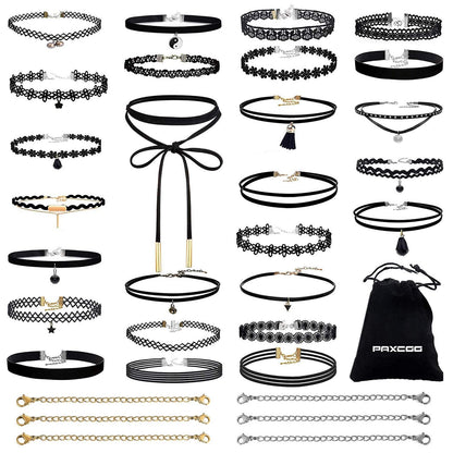 Black Choker Necklaces Set for Women