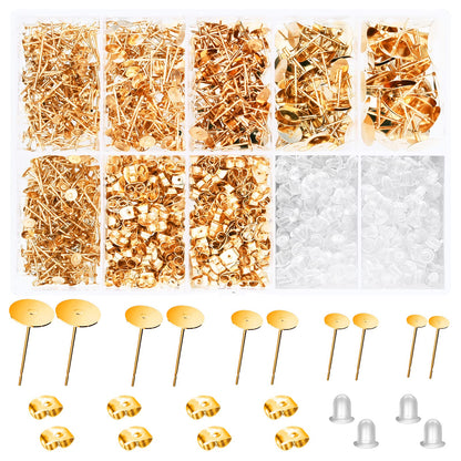 Earring Posts and Backs, 2000 Pcs Hypoallergenic Earring Studs Kit