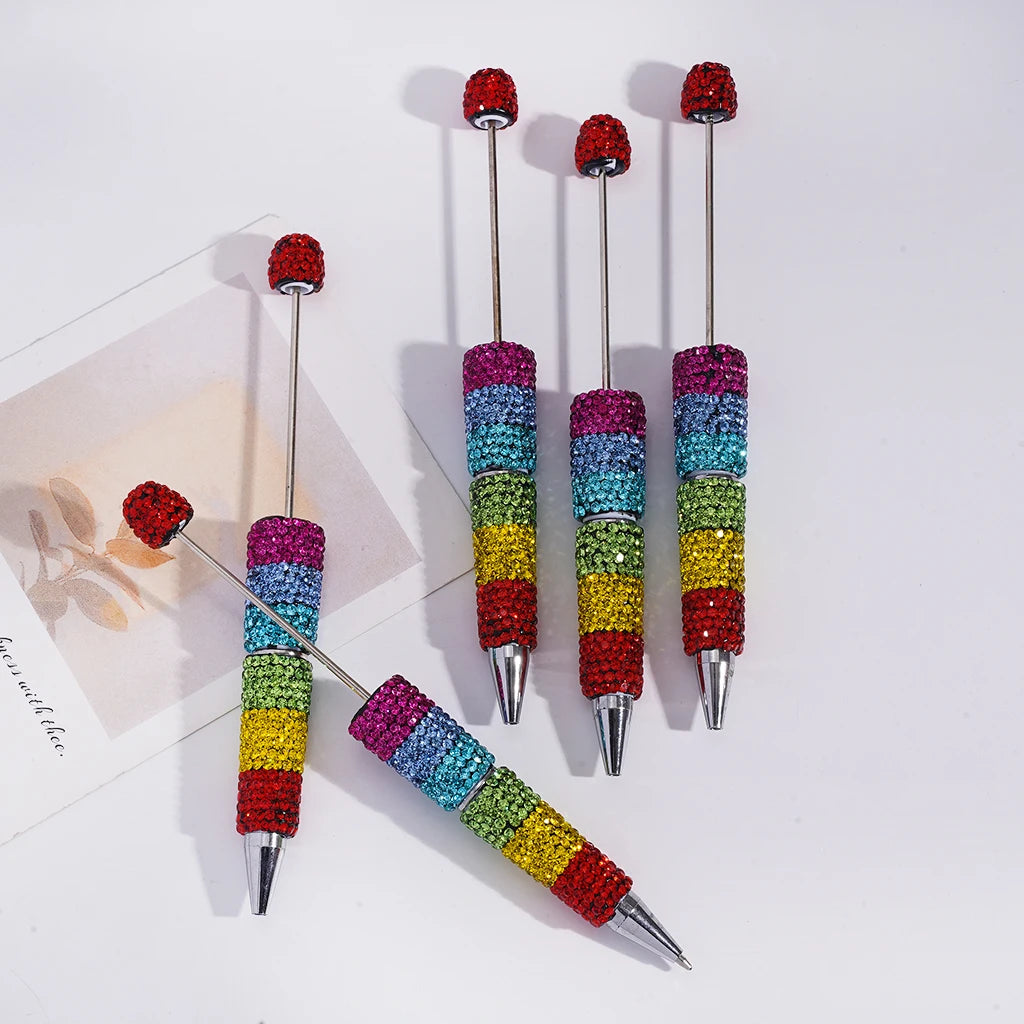 Rainbow Color Ballpoint Pens with Full Clay Rhinestone Covered, Bling Decorative Pens