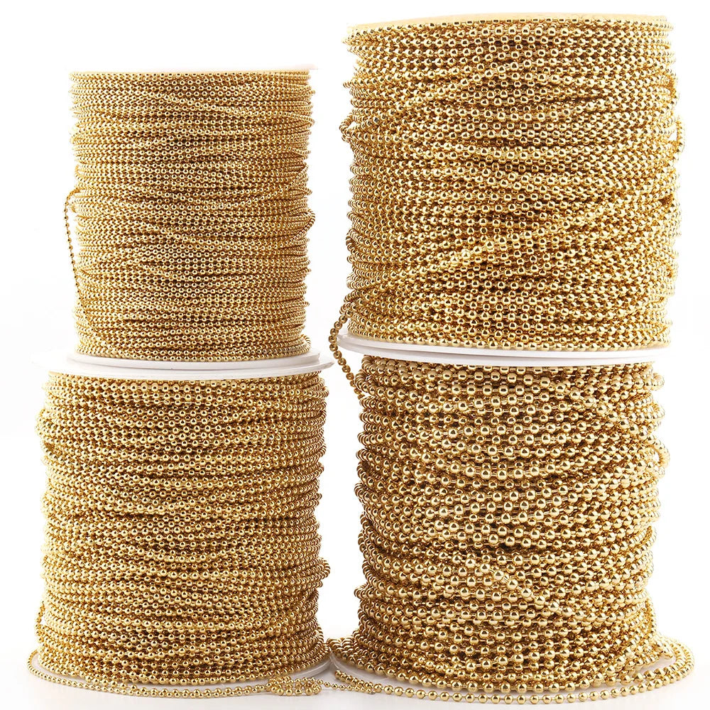 B2076 Multi Size Gold Ball Beads Chain Necklace Stainless Steel Chain Jewelry Chain