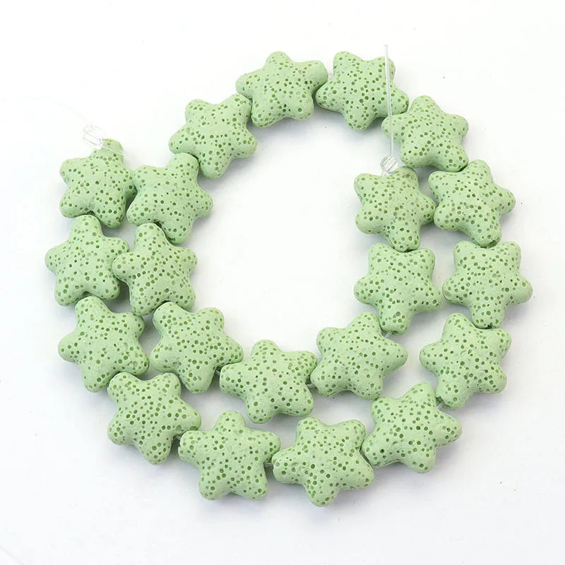 Wholesale Good Quality Many Colors Pink Blue Green Star Shape Volcanic Rock Lava Stone Beads for Jewelry Making 23mm
