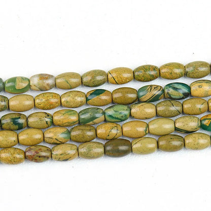 Natural 4x6mm Rice Shaped Gemstone Loose Bead, Aqua Terra Picasso Jasper Opal Jade Rice Stone Beads for DIY Jewelry Making, 38CM