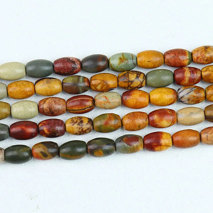 Natural 4x6mm Rice Shaped Gemstone Loose Bead, Aqua Terra Picasso Jasper Opal Jade Rice Stone Beads for DIY Jewelry Making, 38CM