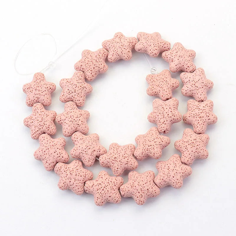 Wholesale Good Quality Many Colors Pink Blue Green Star Shape Volcanic Rock Lava Stone Beads for Jewelry Making 23mm