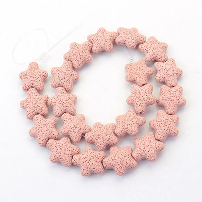 Wholesale Good Quality Many Colors Pink Blue Green Star Shape Volcanic Rock Lava Stone Beads for Jewelry Making 23mm