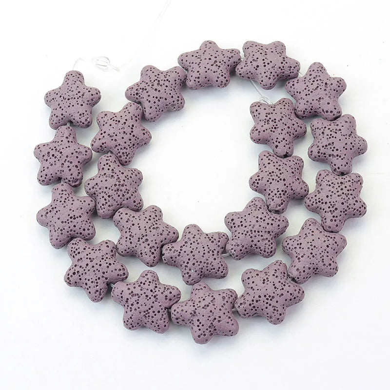 Wholesale Good Quality Many Colors Pink Blue Green Star Shape Volcanic Rock Lava Stone Beads for Jewelry Making 23mm