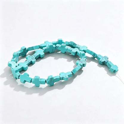 Natural Stone Christian Cross Beads Colorful Stones Loose Beads Strand for DIY Jewelry Making Bracelets Necklaces 12x16x5mm