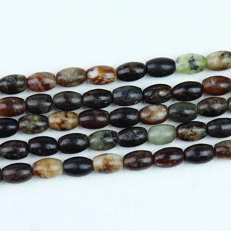 Natural 4x6mm Rice Shaped Gemstone Loose Bead, Aqua Terra Picasso Jasper Opal Jade Rice Stone Beads for DIY Jewelry Making, 38CM