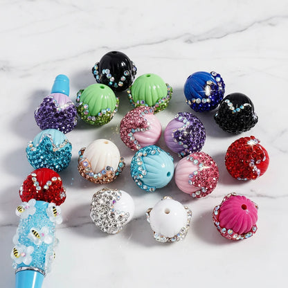 Shiny Rhinestones and Round Solid Color Acrylic Pinecone Beads for DIY Jewelry Making