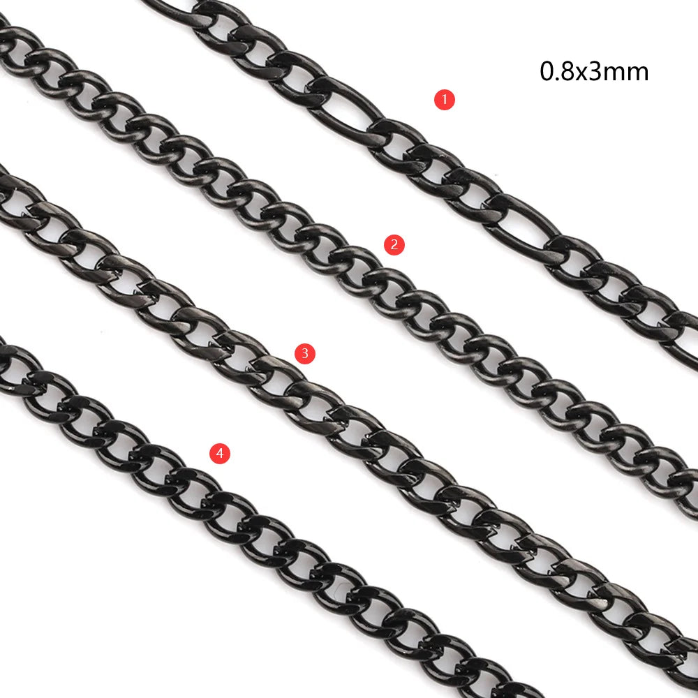 B971 Cuban Chain Stainless Steel Black Chain Plating Twist Chain Color Retention Figaro Jewelry Diy