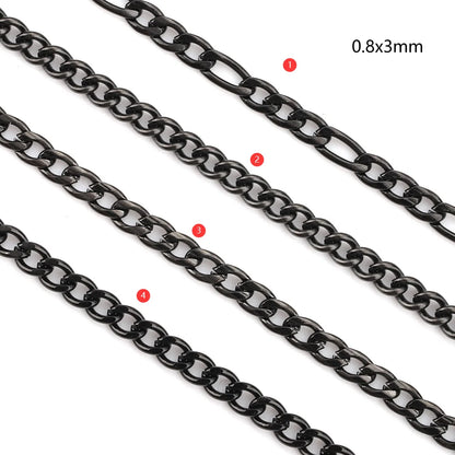 B971 Cuban Chain Stainless Steel Black Chain Plating Twist Chain Color Retention Figaro Jewelry Diy