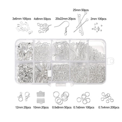 Alloy Accessories Jewelry Findings Set Repair Tools Lobster Clasp Open Jump Rings Earring Hooks for DIY Jewelry Making Supplies