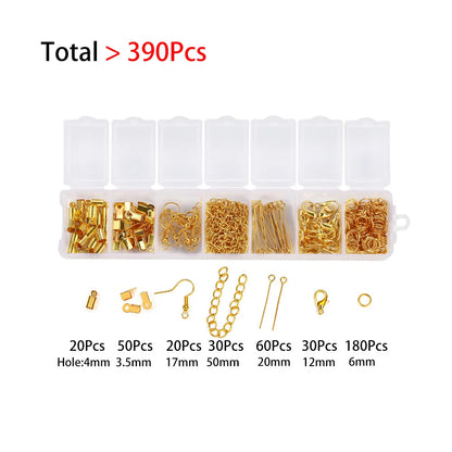 Alloy Accessories Jewelry Findings Set Repair Tools Lobster Clasp Open Jump Rings Earring Hooks for DIY Jewelry Making Supplies
