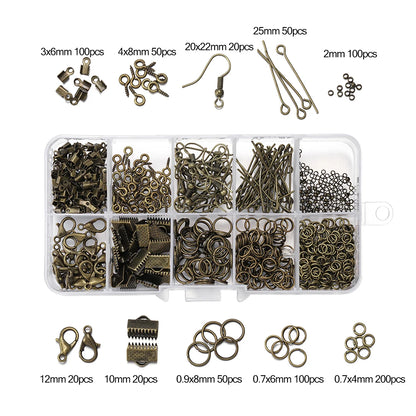 Alloy Accessories Jewelry Findings Set Repair Tools Lobster Clasp Open Jump Rings Earring Hooks for DIY Jewelry Making Supplies