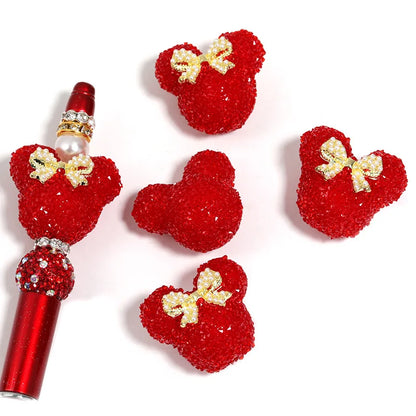 10pcs Bow Shaped Candy Mouse Beads Cute Dreamy DIY Bead Making Jewelry Keys Phone Chains Pens Decorative Earrings Necklace Accessories