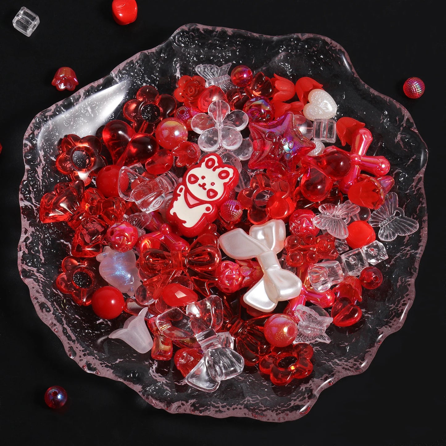 250g Cute Assorted Acrylic Beads Random Style Flower Butterfly Heart Beads for DIY Mobile Phone Chains Bracelets Jewelry Making 50g
