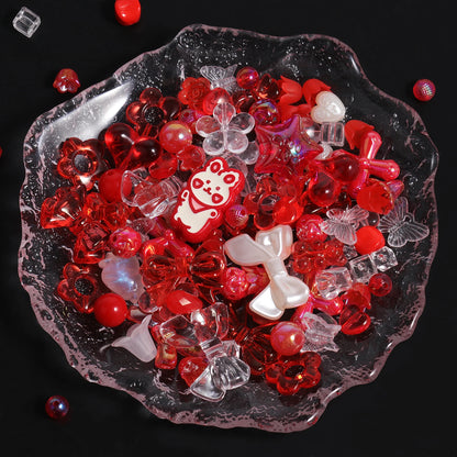 250g Cute Assorted Acrylic Beads Random Style Flower Butterfly Heart Beads for DIY Mobile Phone Chains Bracelets Jewelry Making 50g