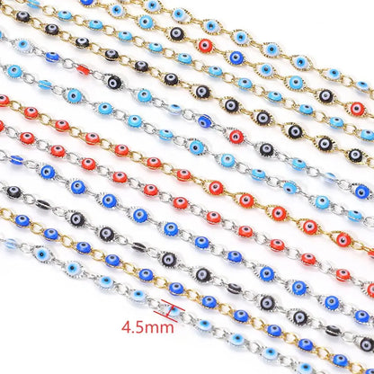 D167 Waterproof Vacuum Stainless Steel Roller Chain Lucky Eye Enamel Connector Chains Luxury for Necklace Bracelet Men