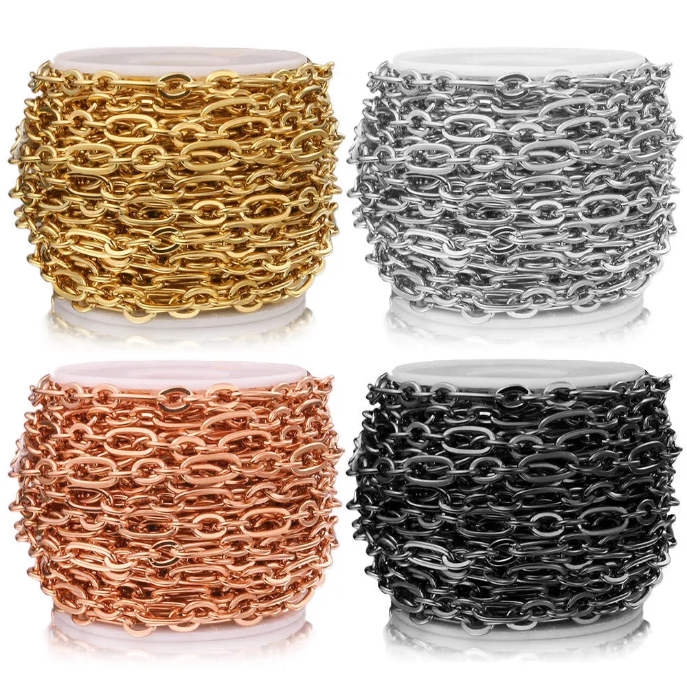 E069 0.25mm Thin Simple Chain Fashion Plated Gold Stainless Steel Cross Bulk Chain Jewelry Custom