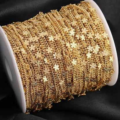 D495 High Quality Star Flower Chain 18k Gold Plated Stainless Steel Necklace Jewelry Making Chain