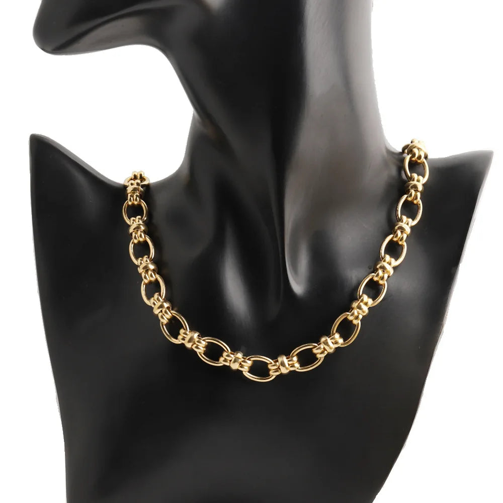D328 Fashion Non Tarnish Vacuum Plated Stainless Steel Chain Trunk Gold Silver Plated Roller Chain for Necklace Bracelet Diy