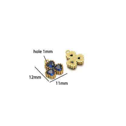 18k Gold Plated Stainless Steel Four Leaf Clover Triangular Droplet Oval Heart Zircon Charm Pendant for DIY Jewelry Making