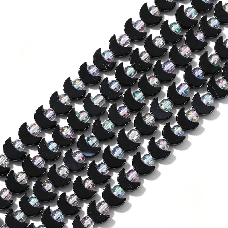 Wholesale Flat Moon Shaped Quartz Gemstone Beads, Amethyst Lapis Lauzli 4x6mm 5x8mm Stone Beads for DIY Jewelry Making, 38CM