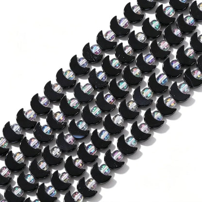 Wholesale Flat Moon Shaped Quartz Gemstone Beads, Amethyst Lapis Lauzli 4x6mm 5x8mm Stone Beads for DIY Jewelry Making, 38CM