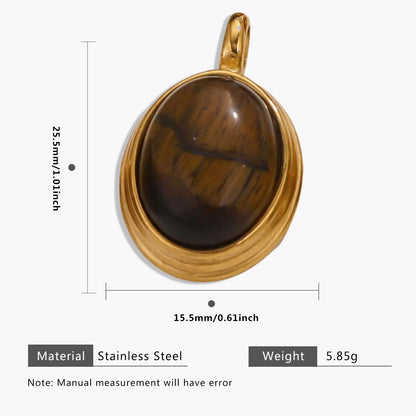 Vintage Handmade DIY Stainless Steel Gold Plated Tiger Eye Stone Charm Pendant for Necklace Jewelry Making