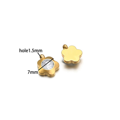 High Quality Stainless Steel 18K Gold Plated 7mm Flower Zircon Charm Pendant for Jewelry Necklace Bracelet Making