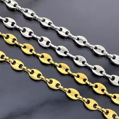 B2098 New Design Coffee Bean Chain Gold Silver Pig Nose Chain Stainless Steel Chain for Bracelet