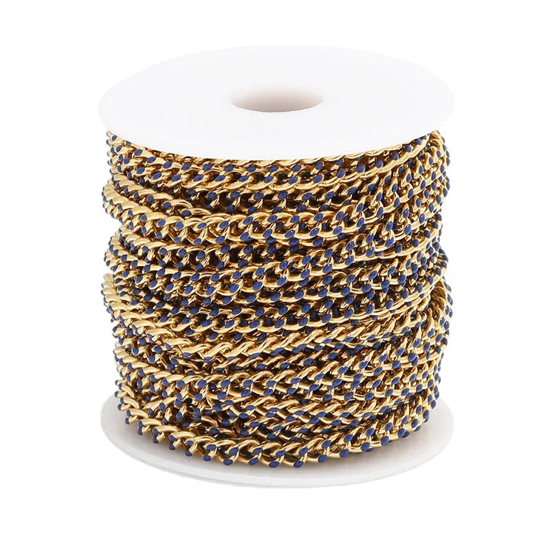 B3334 Enamel Cuban Chain Trunk Stainless Steel Chain Gold Filled Chain for Men Necklace