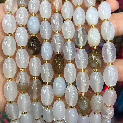 New Natural 8x12mm Rice Dyed Rainbow Colorful Agate Loose Bead, Mutil-color Agate Tourmaline for DIY Women Jewelry Making