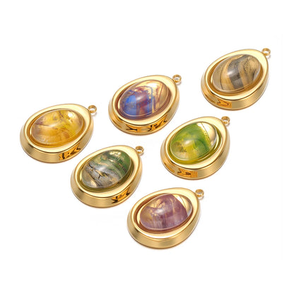 Vintage French 18k Gold Plated Stainless Steel Irregular Coloured Crystal Stone Charm Pendant for Necklace Jewelry Making