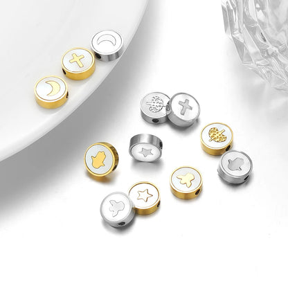 High Quality 18k Gold Plated Stainless Steel 9mm Round Enamel Bead Charms Pendant for Women Jewelry Necklace Earrings Making