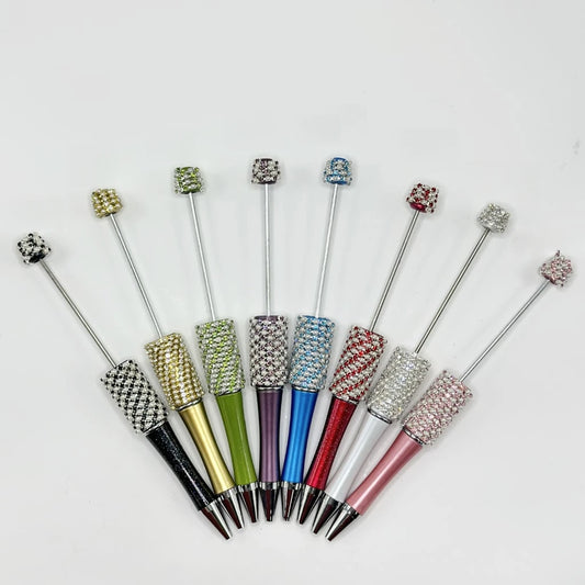 Hot Sale Durable Plastic DIY Ballpoint Pen with Rhinestone White Pearl Chain for Wedding Party Favor Gift
