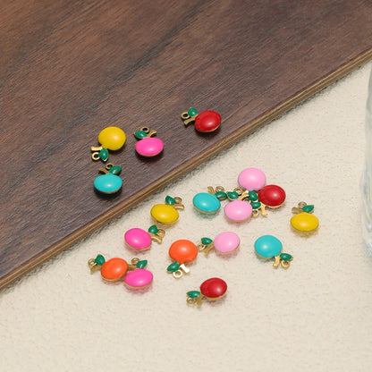 20pcs/bag Stainless Steel 18k Gold Plated Enamel Apple Charm Pendant for Handmade Jewelry Necklace Making